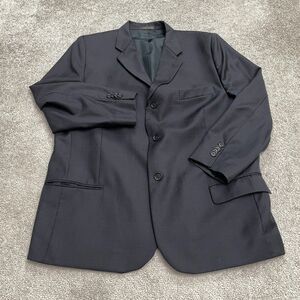 Perry Ellis Portfolio Wool Tartan Suit Blazer Jacket Mens 44 Blue Plaid Padded